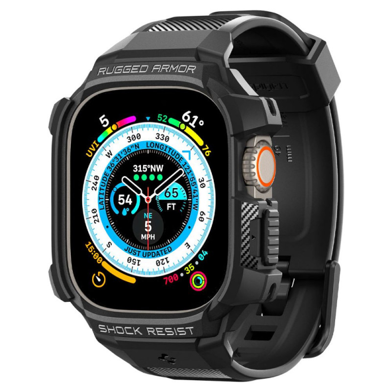 Spigen Rugged Armor Pro pasek z etui dla Apple Watch Ultra 1 / 2 / 3 49 mm, czarny