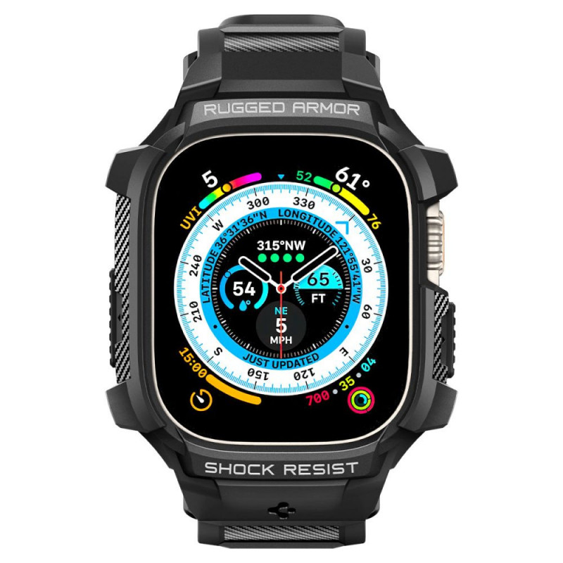 Spigen Rugged Armor Pro pasek z etui dla Apple Watch Ultra 1 / 2 / 3 49 mm, czarny