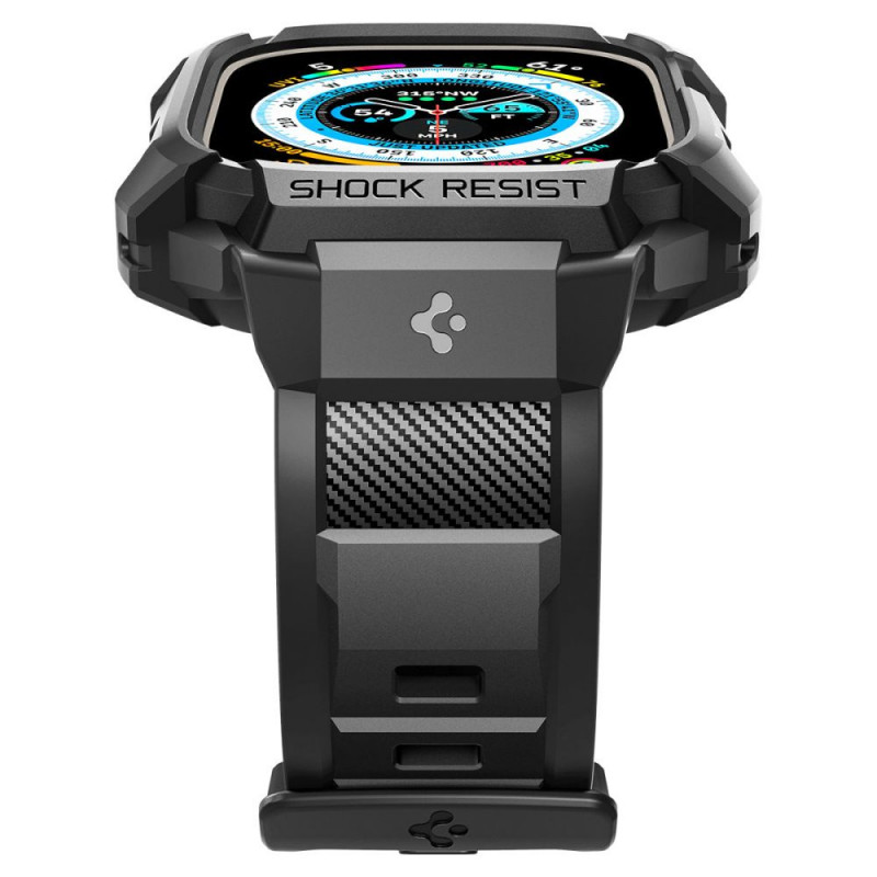 Spigen Rugged Armor Pro pasek z etui dla Apple Watch Ultra 1 / 2 / 3 49 mm, czarny