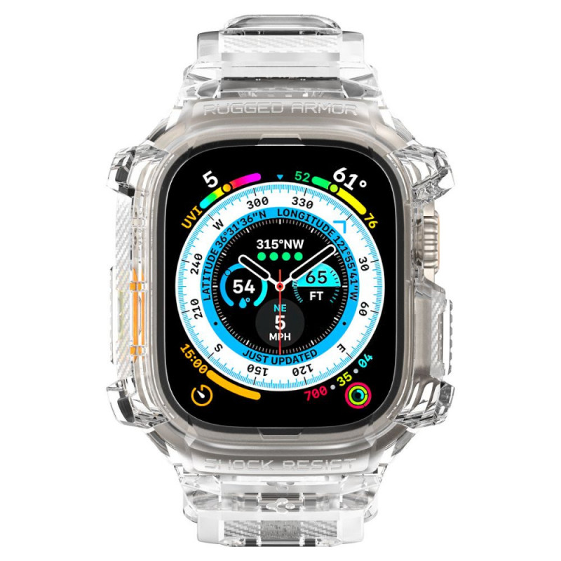 Spigen Rugged Armor Pro pasek z etui na Apple Watch Ultra 49 mm, Crystal Clear