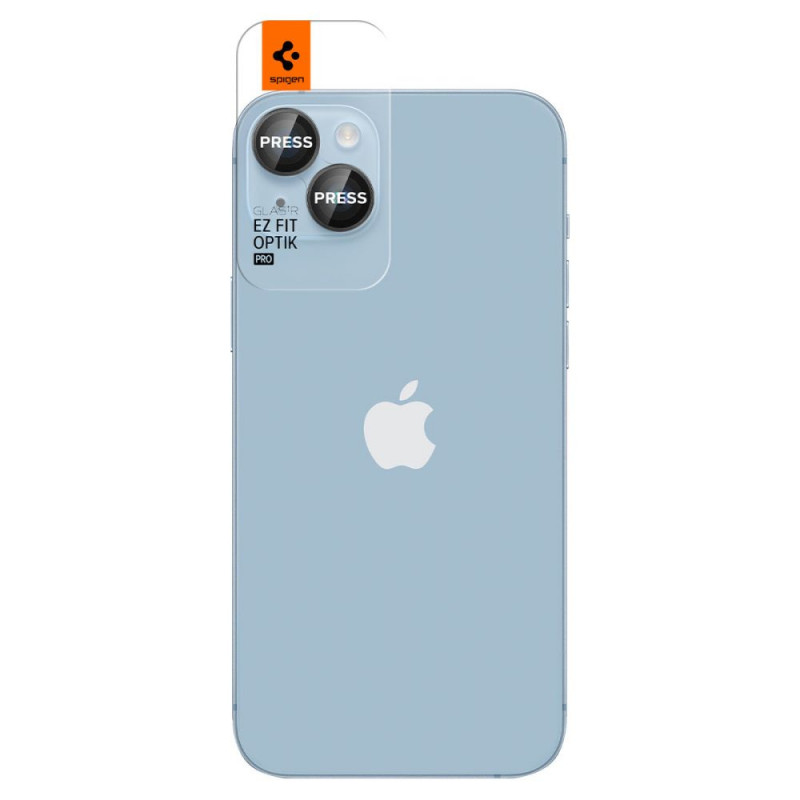 Spigen Optik.tR EZ Fit ochraniacz na obiektyw aparatu dla Apple iPhone 14 / 14 Plus / 15 / 15 Plus, czarny (2 szt.)
