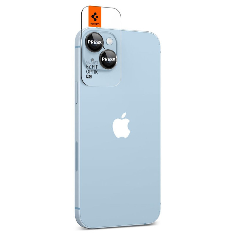 Spigen Optik.tR EZ Fit ochraniacz na obiektyw aparatu dla Apple iPhone 14 / 14 Plus / 15 / 15 Plus, czarny (2 szt.)