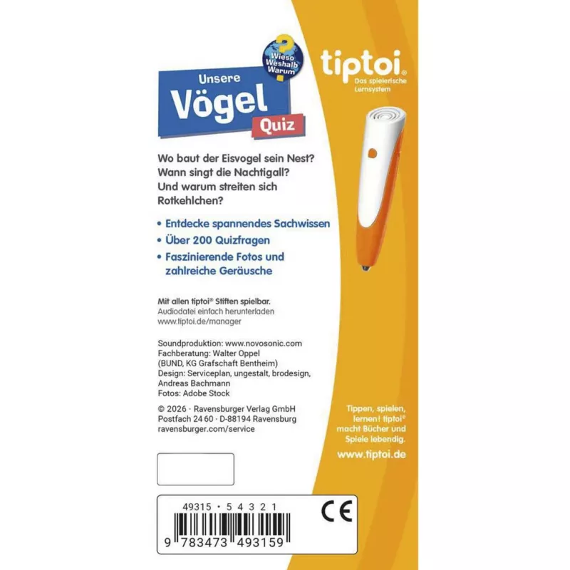 Ravensburger tiptoi Wieso? Weshalb? Warum? Quiz Unsere Vögel, wydanie niemieckie