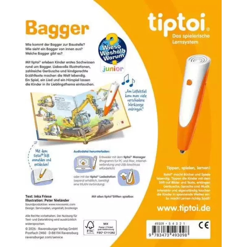 Ravensburger tiptoi Wieso? Weshalb? Warum? Bagger, wydanie niemieckie