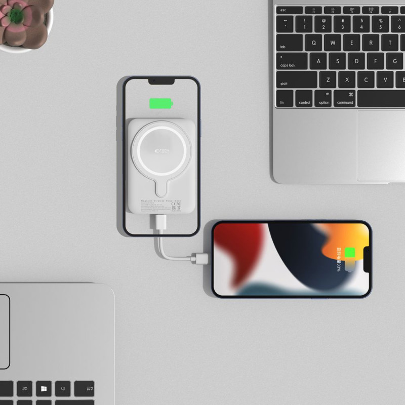 Tech-Protect PB10 LifeMag MagSafe Power Bank 5000 mAh 15 W (THP1282WHT), biały