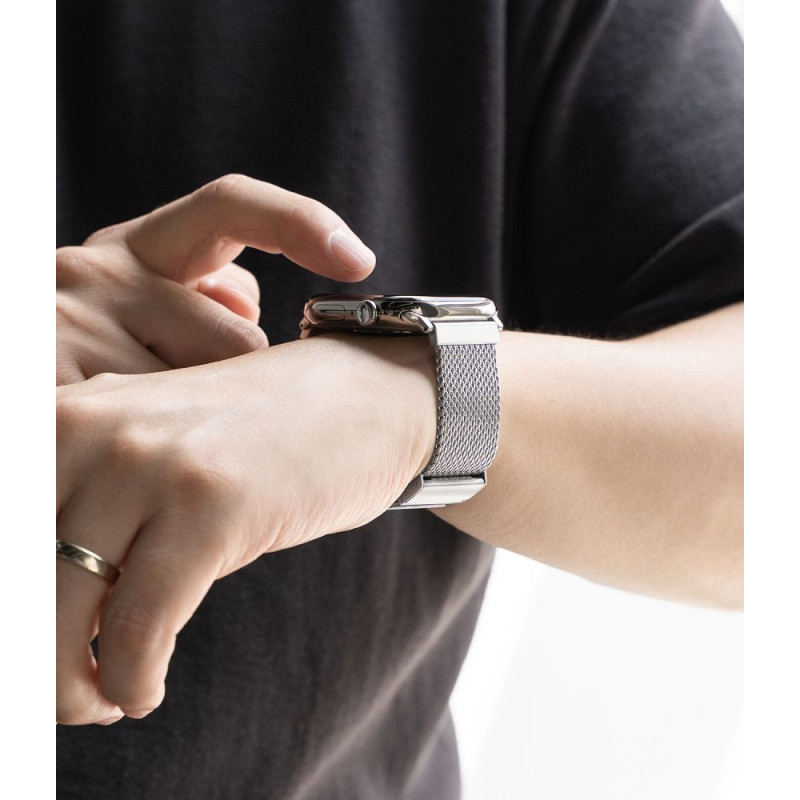 Ringke Metal One Mesh RGK12091 pasek do Apple Watch, 44/45/46/49 mm, srebrny