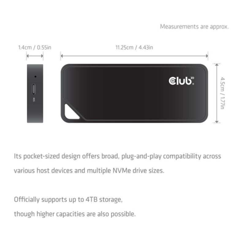 Obudowa do dysku SSD M.2 NVMe Club3D CAC-2510 z wentylatorem, USB4