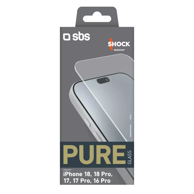 sbs mobile Szkło hartowane SBS Pure Glass do iPhone 18 / 18 Pro / 17 / 17 Pro / 16 Pro (1 szt.)
