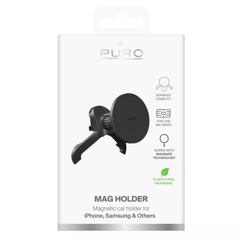Regulowany uchwyt samochodowy PURO, zgodny z MagSafe, czarny