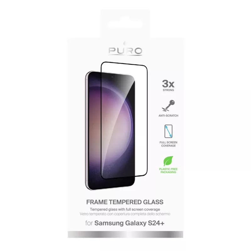 Szkło hartowane PURO Frame z czarną ramką do Samsung Galaxy S25+ / S24+
