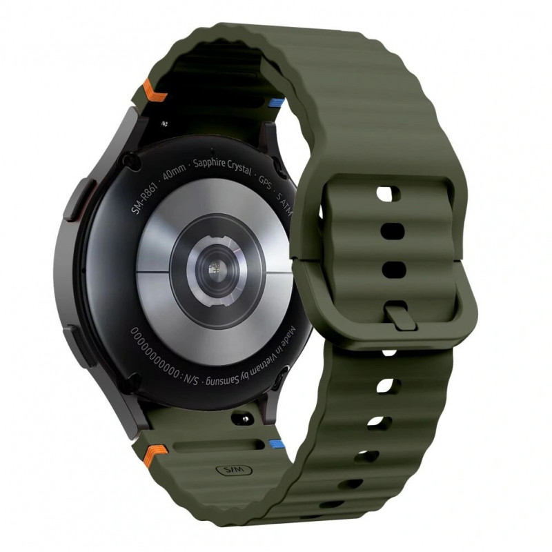 Tech-Protect Silicone Sport Strap THP3054 do Samsung Galaxy Watch 4/5/5 Pro/6/7/FE, Army Green