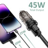Tech-Protect CC45W ładowarka samochodowa 2-portowa, USB-C PD 45W, USB-A QC 3.0, czarna