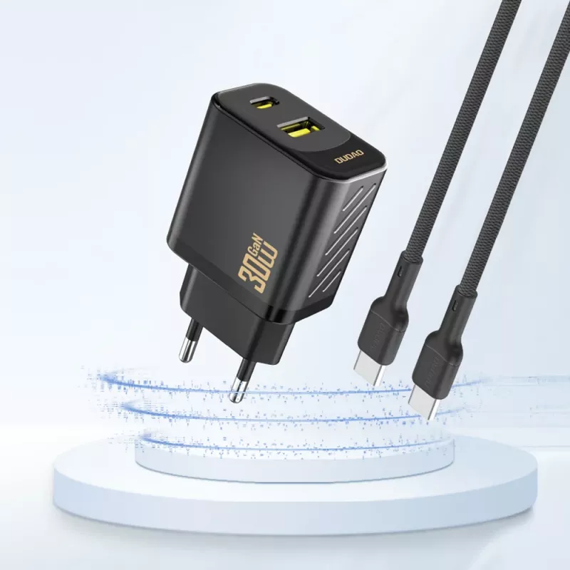 Dudao A27TEU PD 30W ładowarka ścienna GaN, USB-A + USB-C, czarna