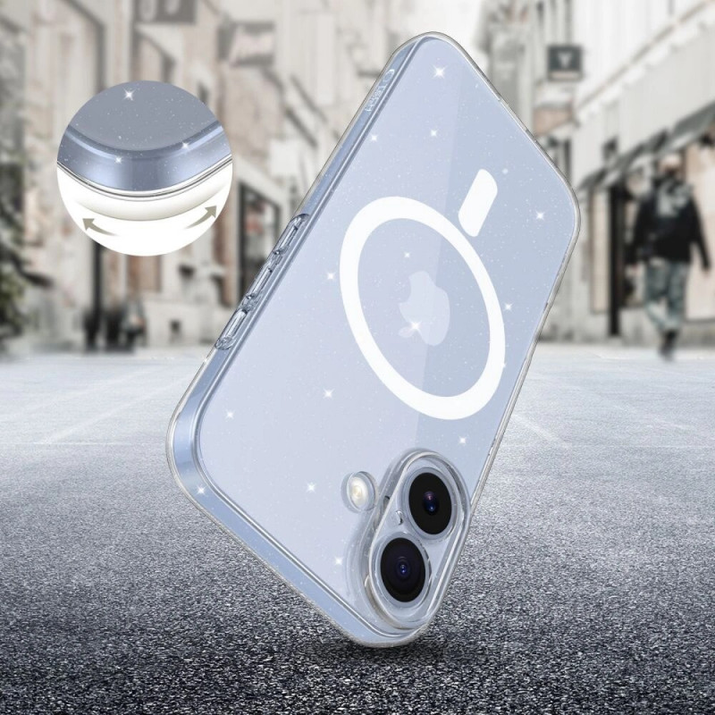 Etui Tech-Protect FlexAir MagSafe do Apple iPhone 17, przezroczysty brokat