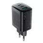 Acefast A108 GaN PD 67W ładowarka ścienna, 2x USB-C, 1x USB-A, czarna
