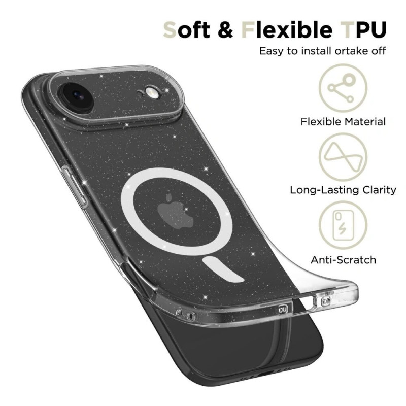 Etui Tech-Protect FlexAir MagSafe do Apple iPhone Air, przezroczysty brokat