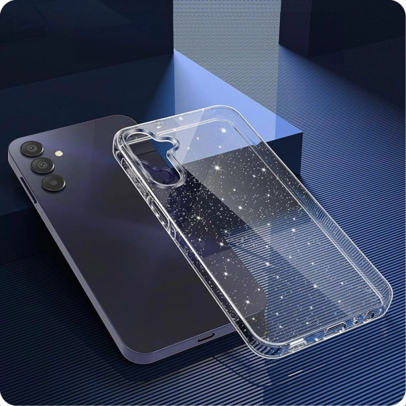 Etui Tech-Protect FlexAir do Samsung Galaxy S25, przezroczysty brokat