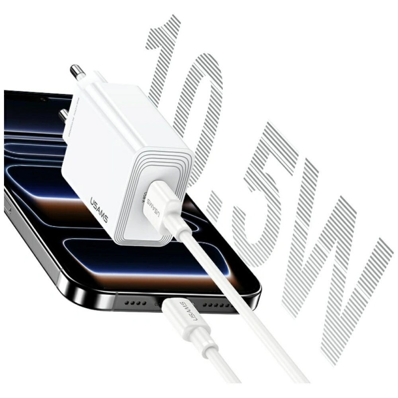 USAMS CC326 T69 ładowarka ścienna USB-A, 10,5 W, 2,1 A, biała