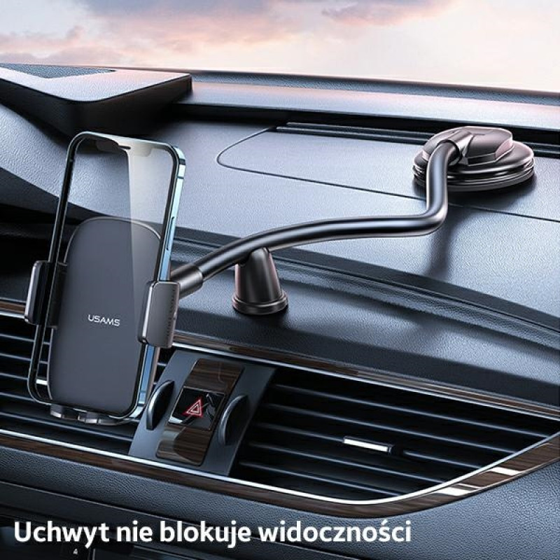 USAMS US-ZJ065 uchwyt samochodowy do telefonu na deskę rozdzielczą z przyssawką, czarny (ZJ065ZJ01)