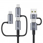 USAMS Sufeng Series SJ737 kabel do ładowania i przesyłu danych 6-w-1, 240W, wyświetlacz cyfrowy, stop aluminium, 1,2 m