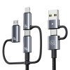 USAMS Sufeng Series SJ737 kabel do ładowania i przesyłu danych 6-w-1, 240W, wyświetlacz cyfrowy, stop aluminium, 1,2 m