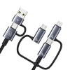 USAMS Sufeng Series SJ737 kabel do ładowania i przesyłu danych 6-w-1, 240W, wyświetlacz cyfrowy, stop aluminium, 1,2 m