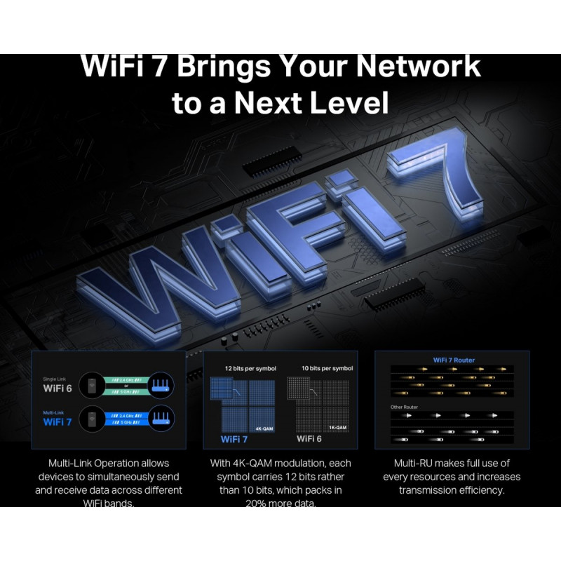 Mercusys MR37BE dwuzakresowy router Wi-Fi 7, do 6500 Mbps