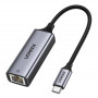 Ugreen CM199 adapter sieciowy USB-C na RJ45 Gigabit Ethernet, 1000 Mbps, szary