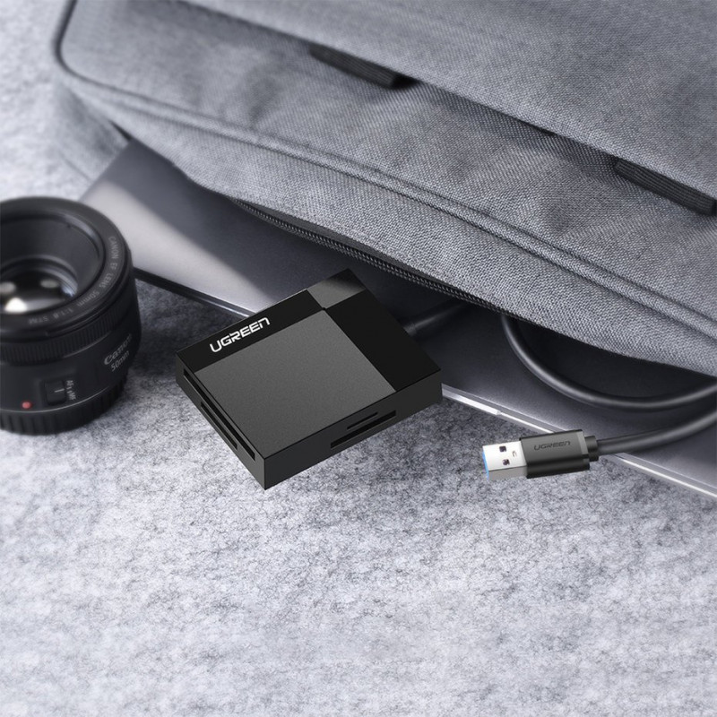 Ugreen CR125 czytnik kart USB 3.0, SD / microSD / CF / MS, czarny
