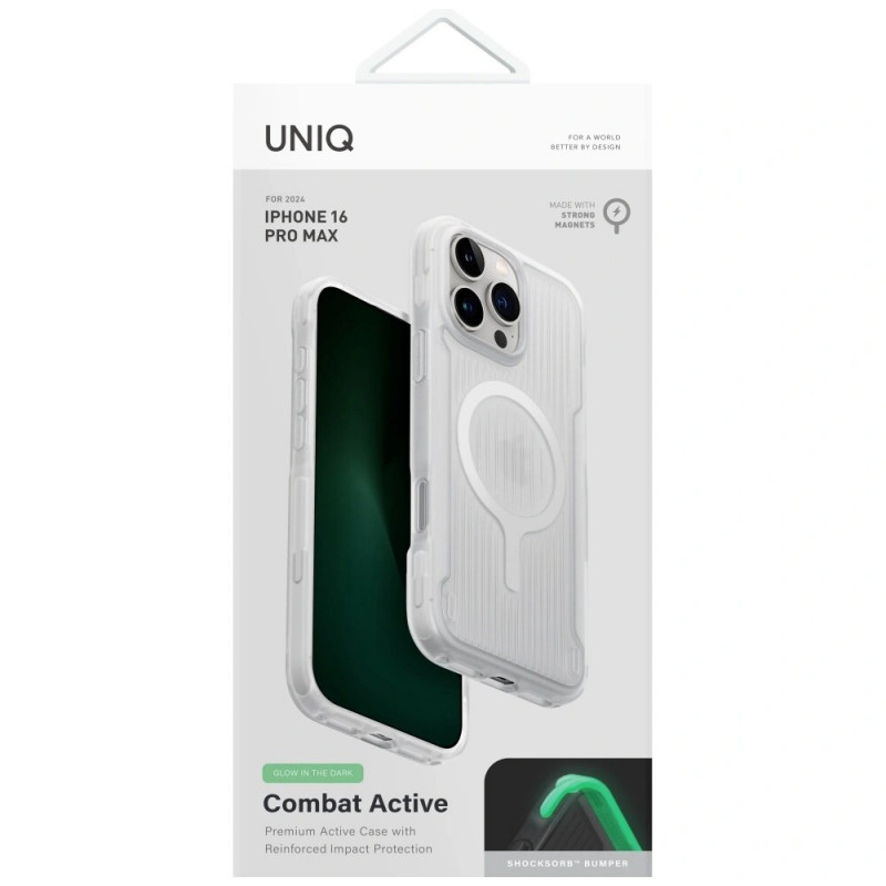UNIQ Combat Active etui aktywne dla Apple iPhone 16 Pro Max, Magclick Charging, lume white
