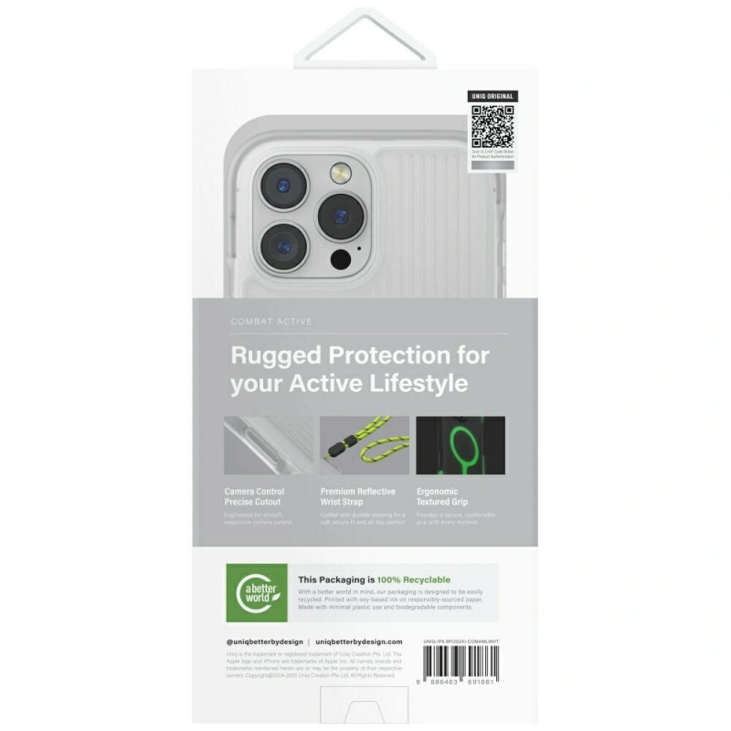 UNIQ Combat Active etui aktywne dla Apple iPhone 16 Pro Max, Magclick Charging, lume white