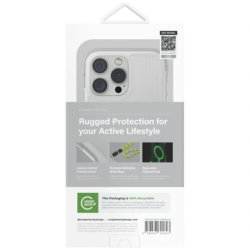 UNIQ Combat Active etui aktywne dla Apple iPhone 16 Pro, Magclick Charging, lume white