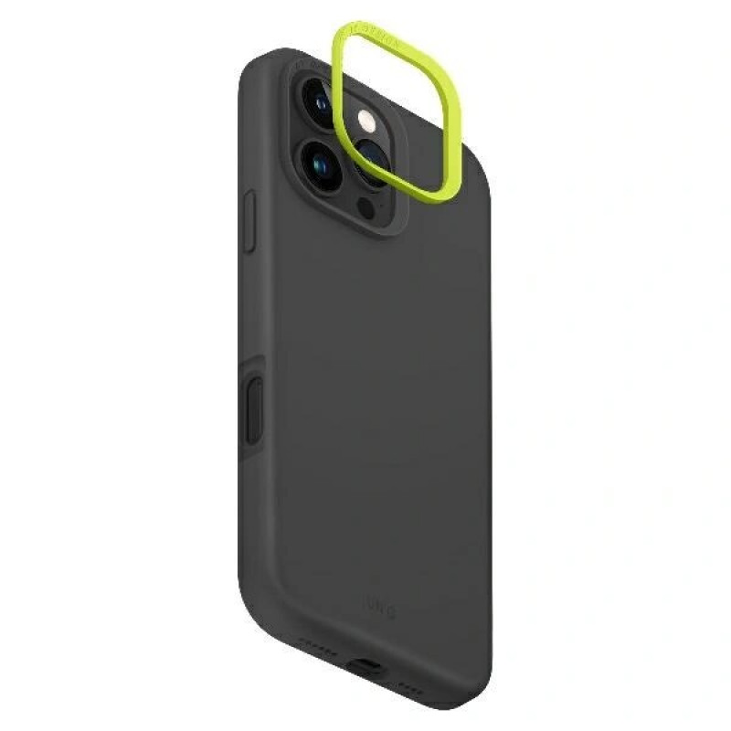 Etui UNIQ Lino Hue do Apple iPhone 16 Pro, ładowanie Magclick, szary węgiel