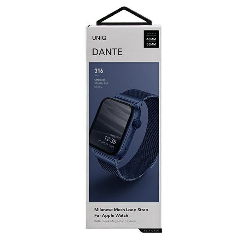 Pasek UNIQ Dante ze stali nierdzewnej do Apple Watch 4/5/6/7/SE 40/41 mm, Marine Blue