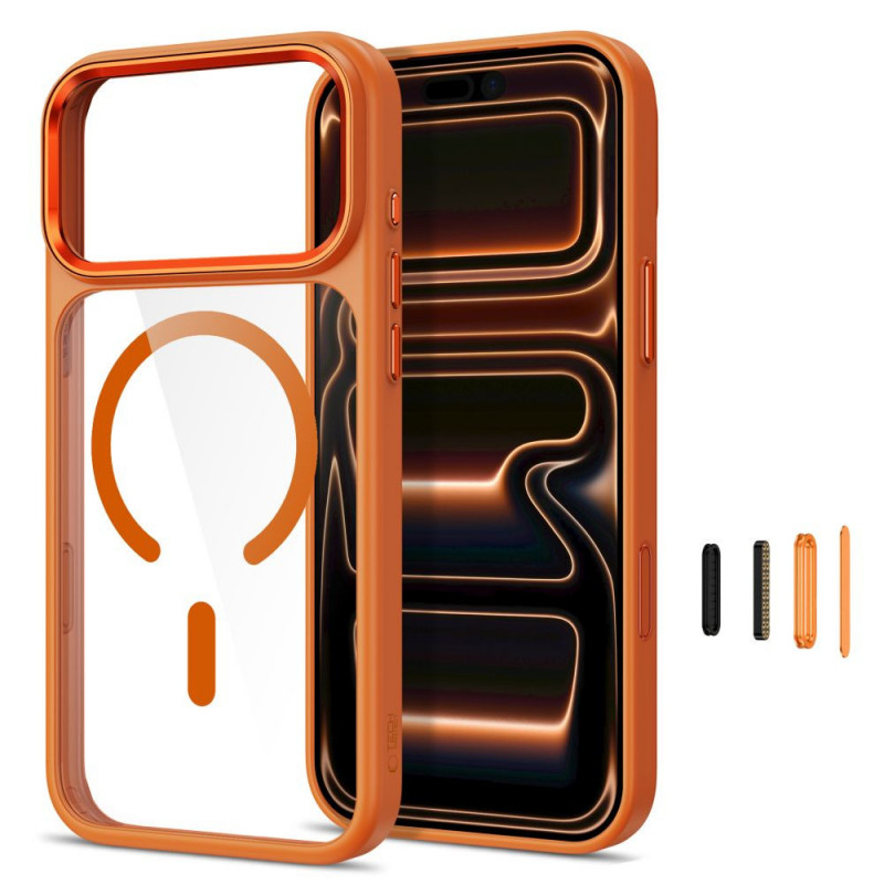 Tech-Protect Magmat MagSafe CC etui na Apple iPhone 17 Pro Max / 18 Pro Max, Cosmic Orange / przezroczysty