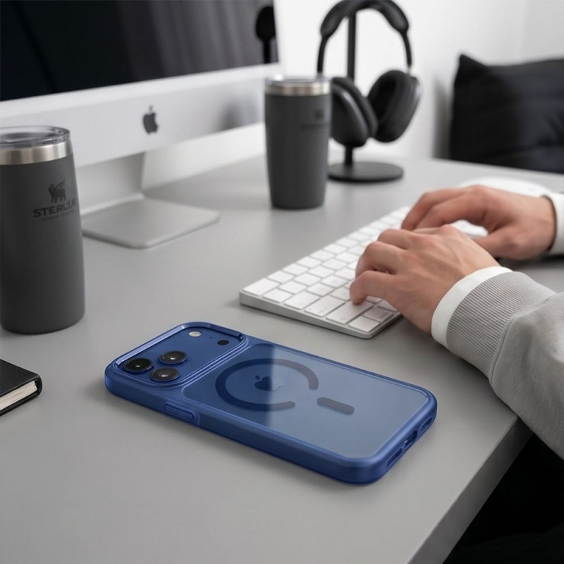 Etui Tech-Protect Magmat MagSafe CC do Apple iPhone 17 Pro / 18 Pro, Deep Blue / clear