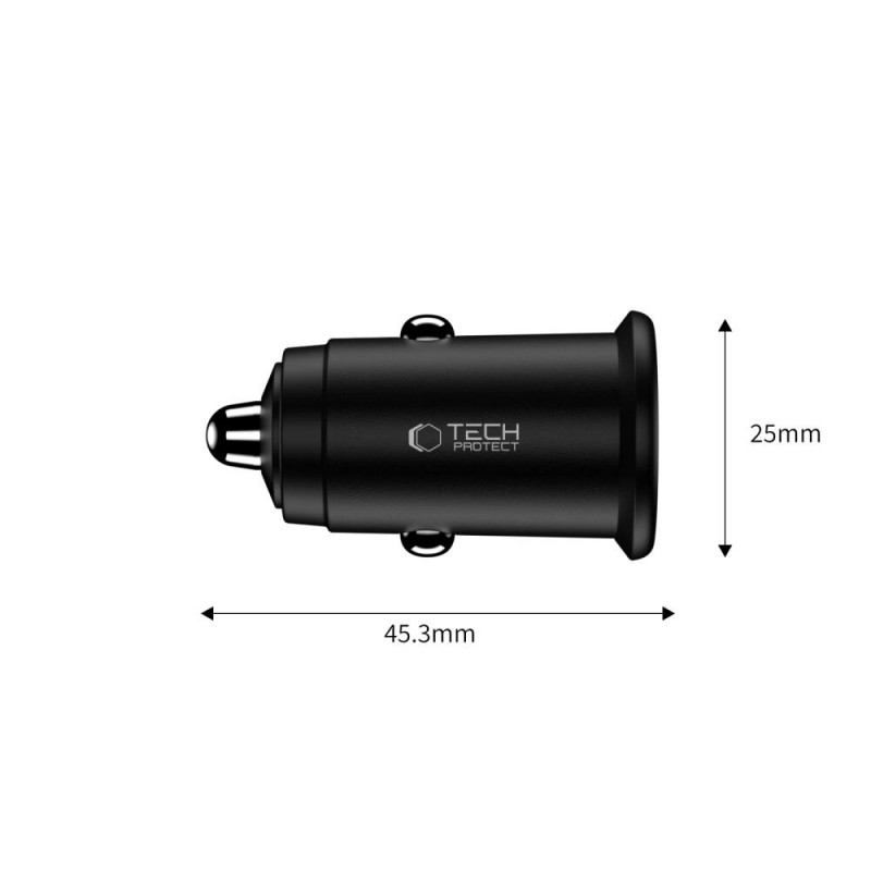 Tech-Protect CC02 ładowarka samochodowa 2-portowa USB-A / USB-C, PD 35W / QC 3.0, czarna (THP4079)