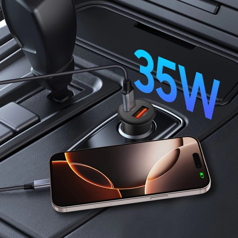 Tech-Protect CC02 ładowarka samochodowa 2-portowa USB-A / USB-C, PD 35W / QC 3.0, czarna (THP4079)