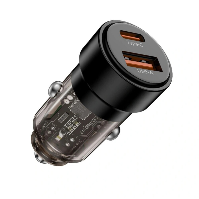 Tech-Protect CC03 ładowarka samochodowa 2-portowa USB-A / USB-C, PD 75W, czarna