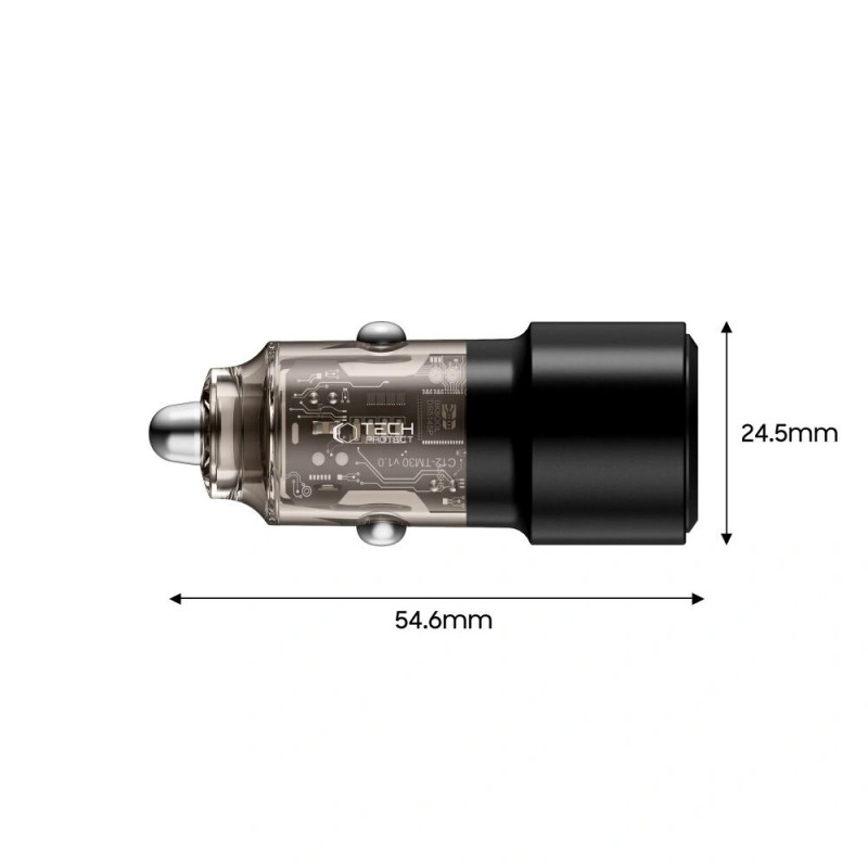 Tech-Protect CC03 ładowarka samochodowa 2-portowa USB-A / USB-C, PD 75W, czarna