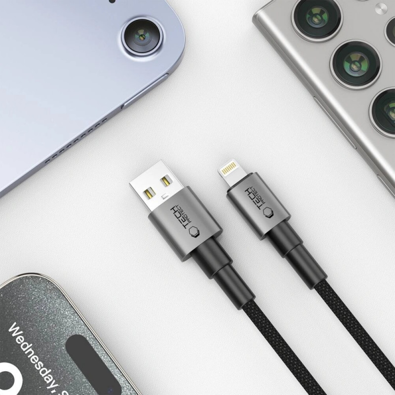 Tech-Protect Ultraboost DNA kabel USB-A / Lightning, 12 W, 2,4 A, 25 cm, Iron Grey