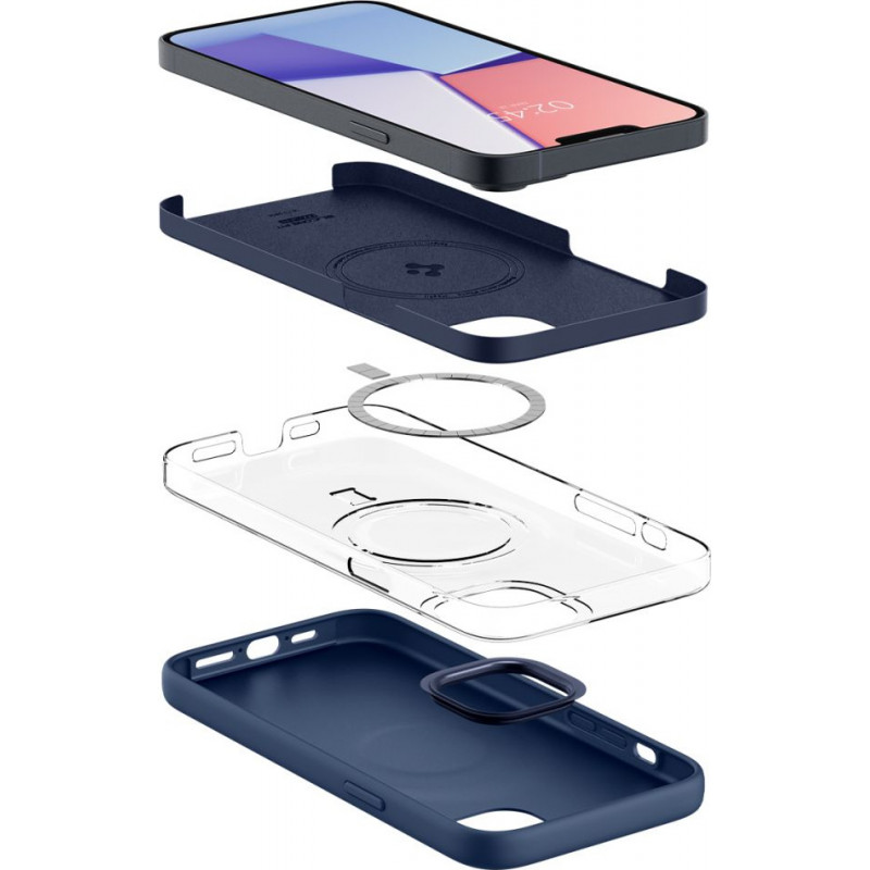 Etui MagSafe Spigen Silicone Fit Mag (ACS04921) dla Apple iPhone 14 Plus / 15 Plus, Navy Blue