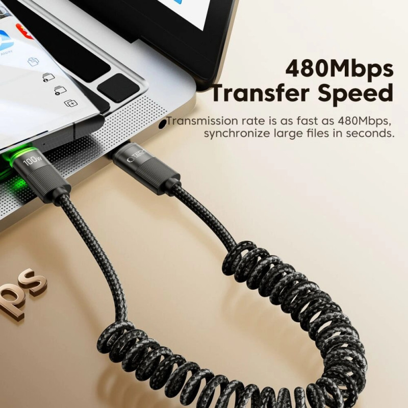 Tech-Protect UB20T Ultraboost kabel USB-C / USB-C PD100W/5A, 180 cm, czarny