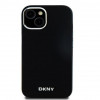 DKNY Apple iPhone 15 etui twarde Liquid Silicone Small Metal Logo MagSafe, czarny