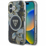 Etui MagSafe Guess Glitter Flowers Triangle Buttons dla Apple iPhone 16, czarny