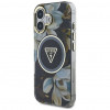 Etui MagSafe Guess Glitter Flowers Triangle Buttons dla Apple iPhone 16, czarny
