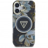 Etui MagSafe Guess Glitter Flowers Triangle Buttons dla Apple iPhone 16, czarny