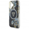 Etui MagSafe Guess Glitter Flowers Triangle Buttons dla Apple iPhone 16, czarny