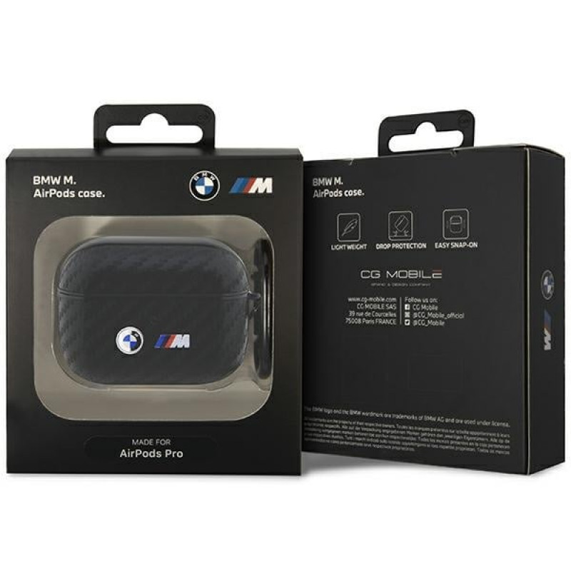 BMW BMAPWMPUCA2 Carbon Double Metal Logo etui na Apple AirPods Pro, czarne