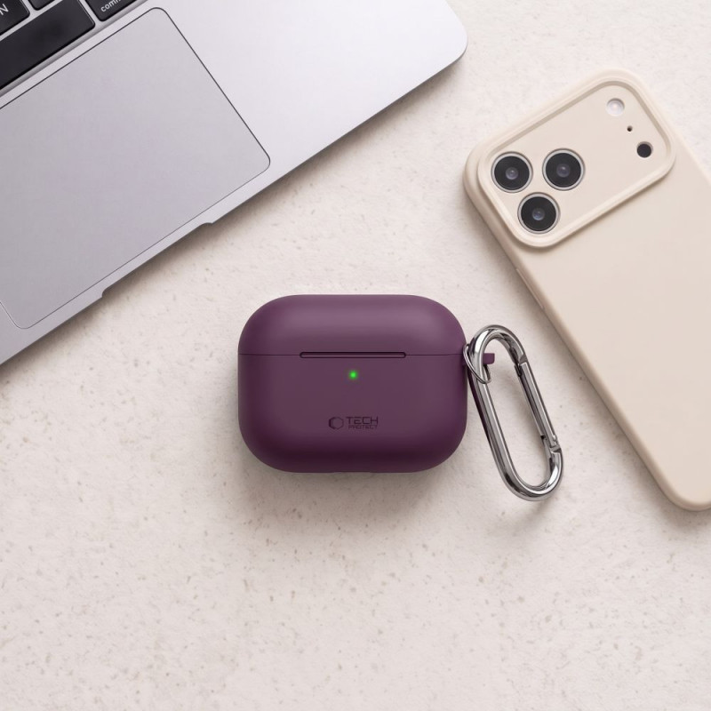 Tech-Protect Silicone Hook THP6103 etui na etui ładujące Apple AirPods Pro 3, Burgundy